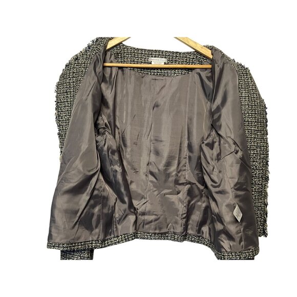 Van Heusen Studio Women Tweed Jacket XXL Black & White Raw Edges Preppy Office - Picture 8 of 16